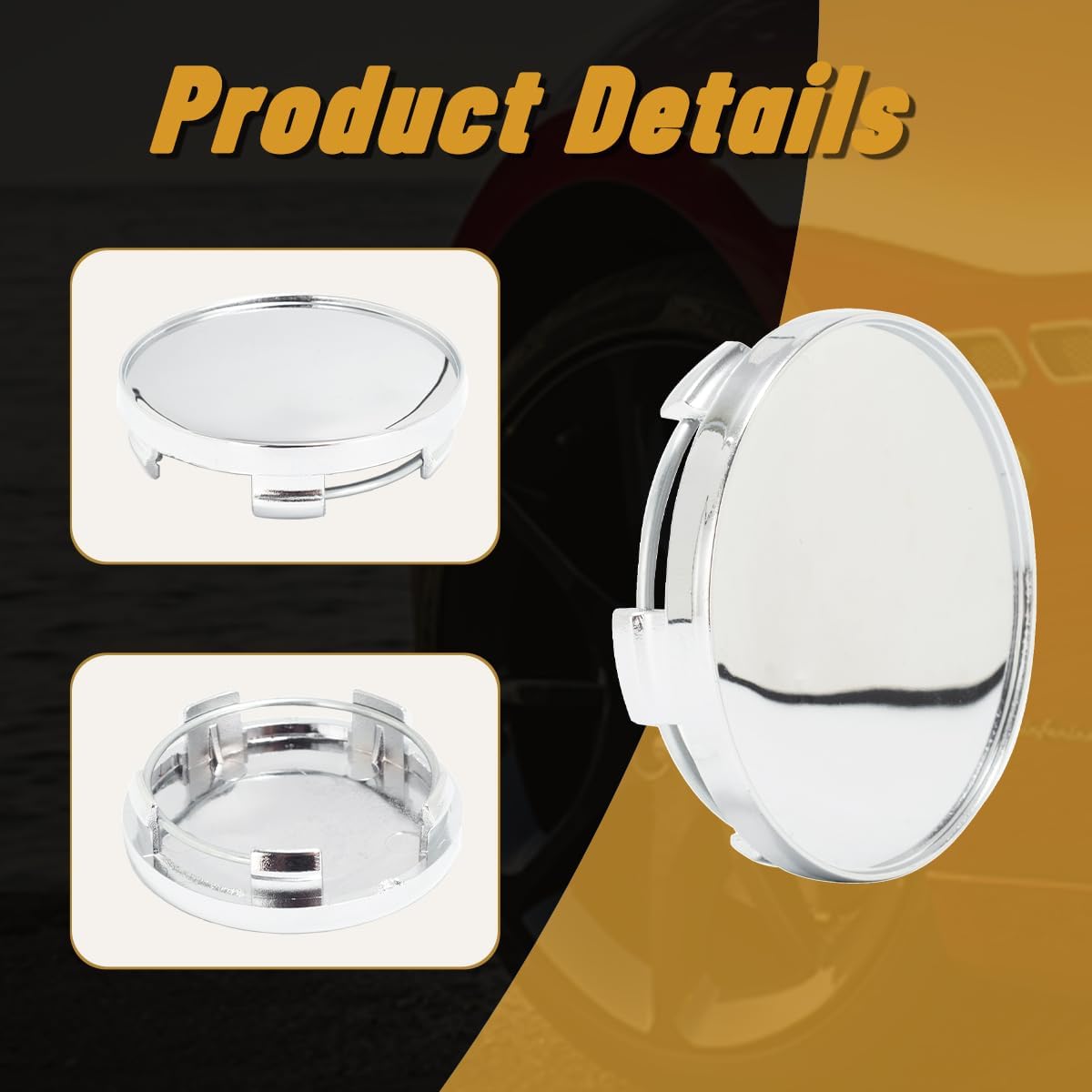 4Pcs 2.31in / 58.5mm Car Wheel Center Caps for 1997-2017 CR-V 2013-2015 Accord 2006-2014 Outback 44732-SAA-000 Chrome Outer 2.31 in, Inner 2.12 in Snap-On Hub Caps
