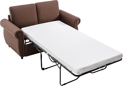 Miniatura 18 de Merax Sofá cama pequeño para sala de estar o dormitorio, incluye cama extraíble Negro con colchón,Marrón con colchón,Gris con colchón,PU Marrón