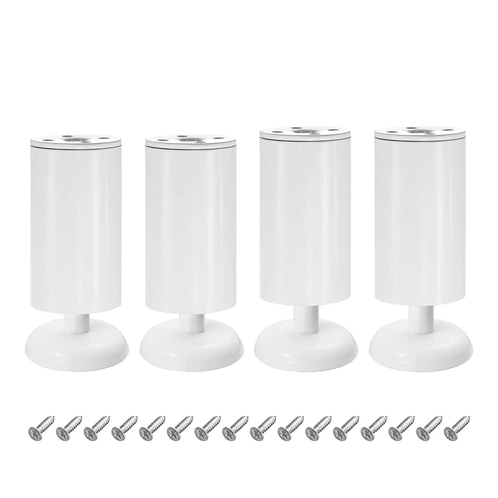 uxcell 4Pcs Metal Adjustable Furniture Legs, 120-130mm(4.7"-5.1") Cabinet Feet Support Replacement for Bed, Chair, Sofa, Table, White (W/Screws)