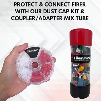 FiberShack - Fiber Optic Cleaning Kit & Fiber Tester Kit - 10 Piece Fiber Cleaning Kit & Fiber Optic Tester Kit for SC/APC, ST, SC & LC Fiber - Khaki Sling Bag for Easy Access