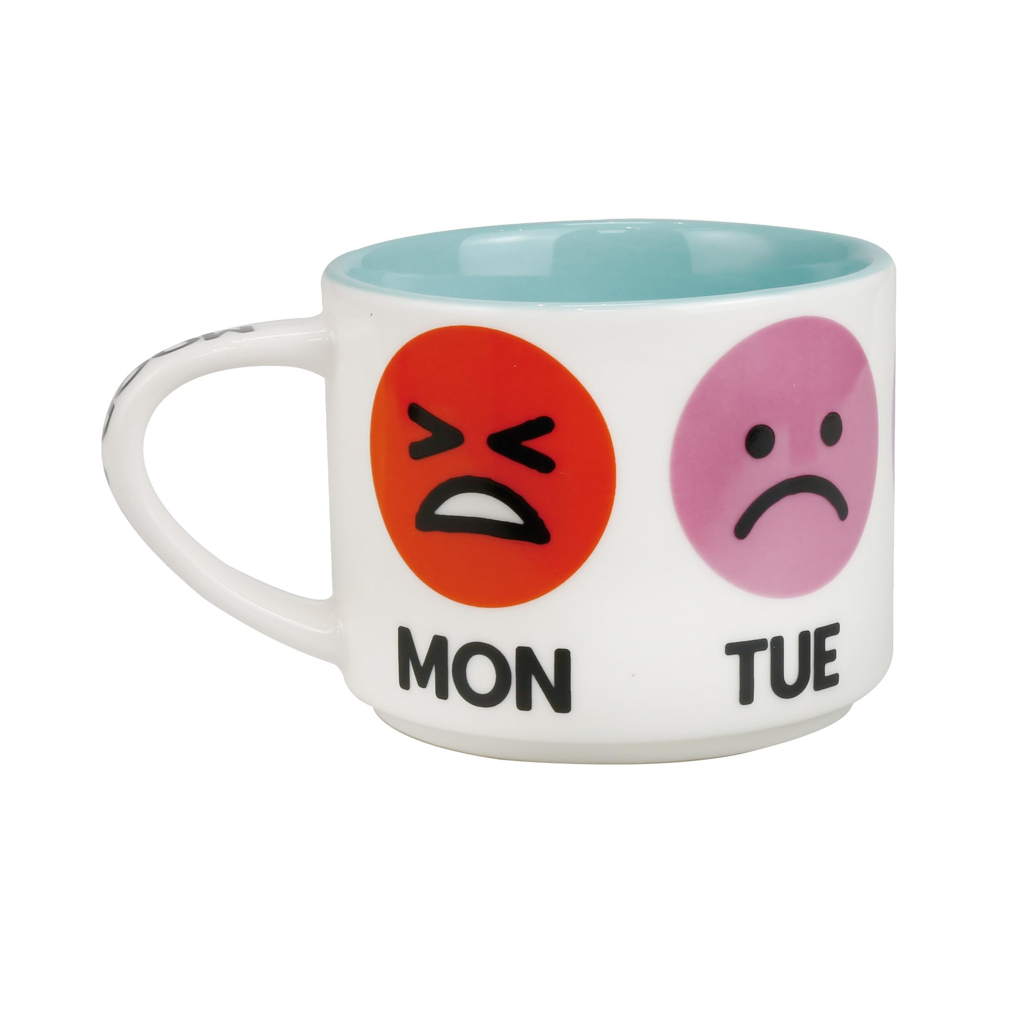 Enesco Our Name is Mud Days of the Week Mood Faces Coffee Mug, 12 Ounce, Multicolor