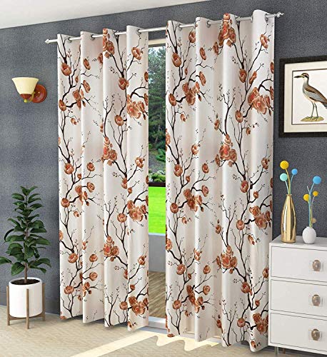 Image of Set of 2 Window Curtains-5 Feet, Brown