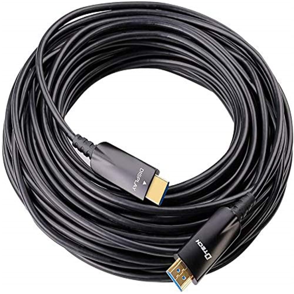 DTech Cavo HDMI in fibra ottica 4K 30Hz 1080p 60Hz HD Video 3D ARC HDCP CEC ad alta velocità per monitor computer proiettore TV (50 piedi, nero)