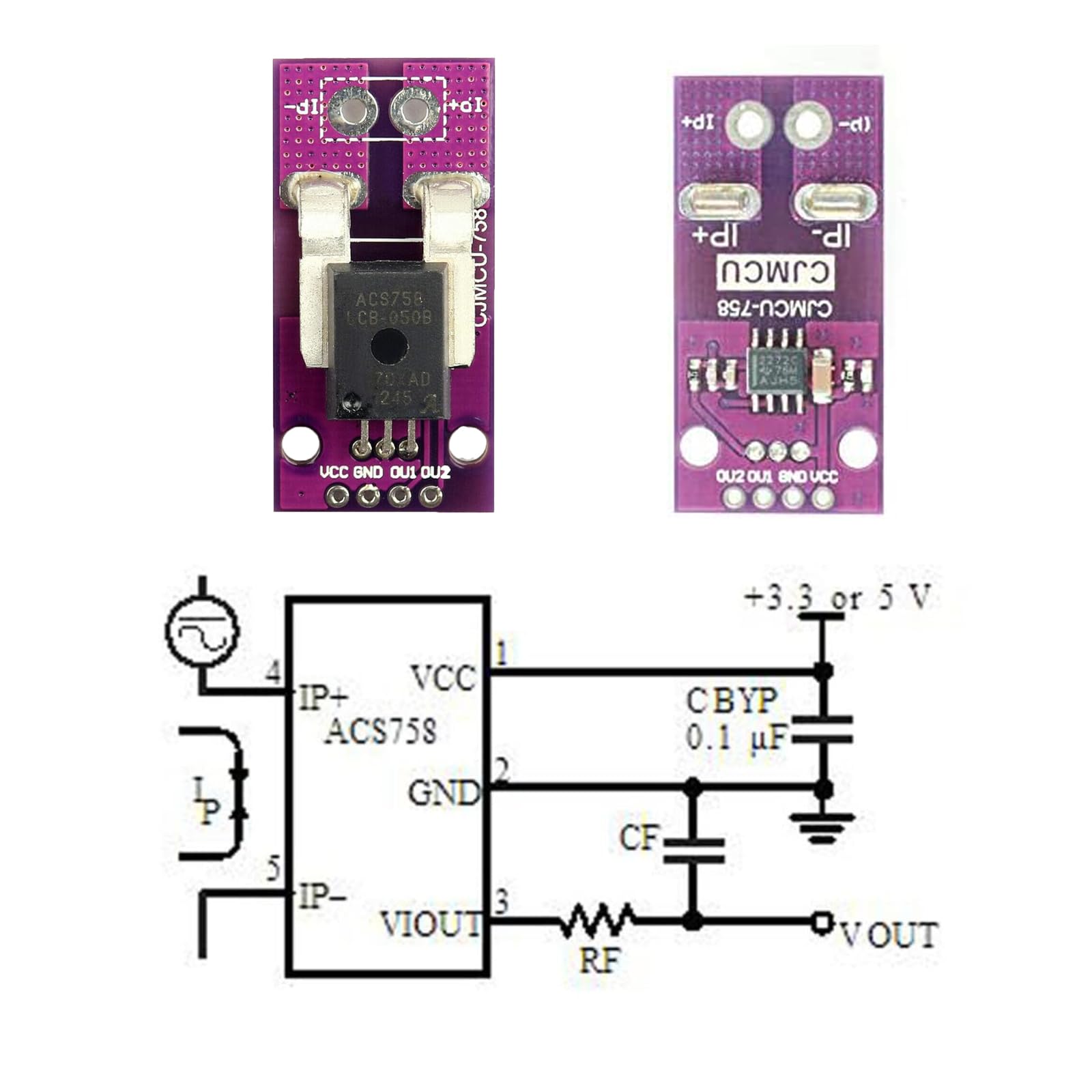 3 Stück ACS758LCB-050B-PFF-T Linearer Stromsensor,Hall Strom DIY Modul (3)
