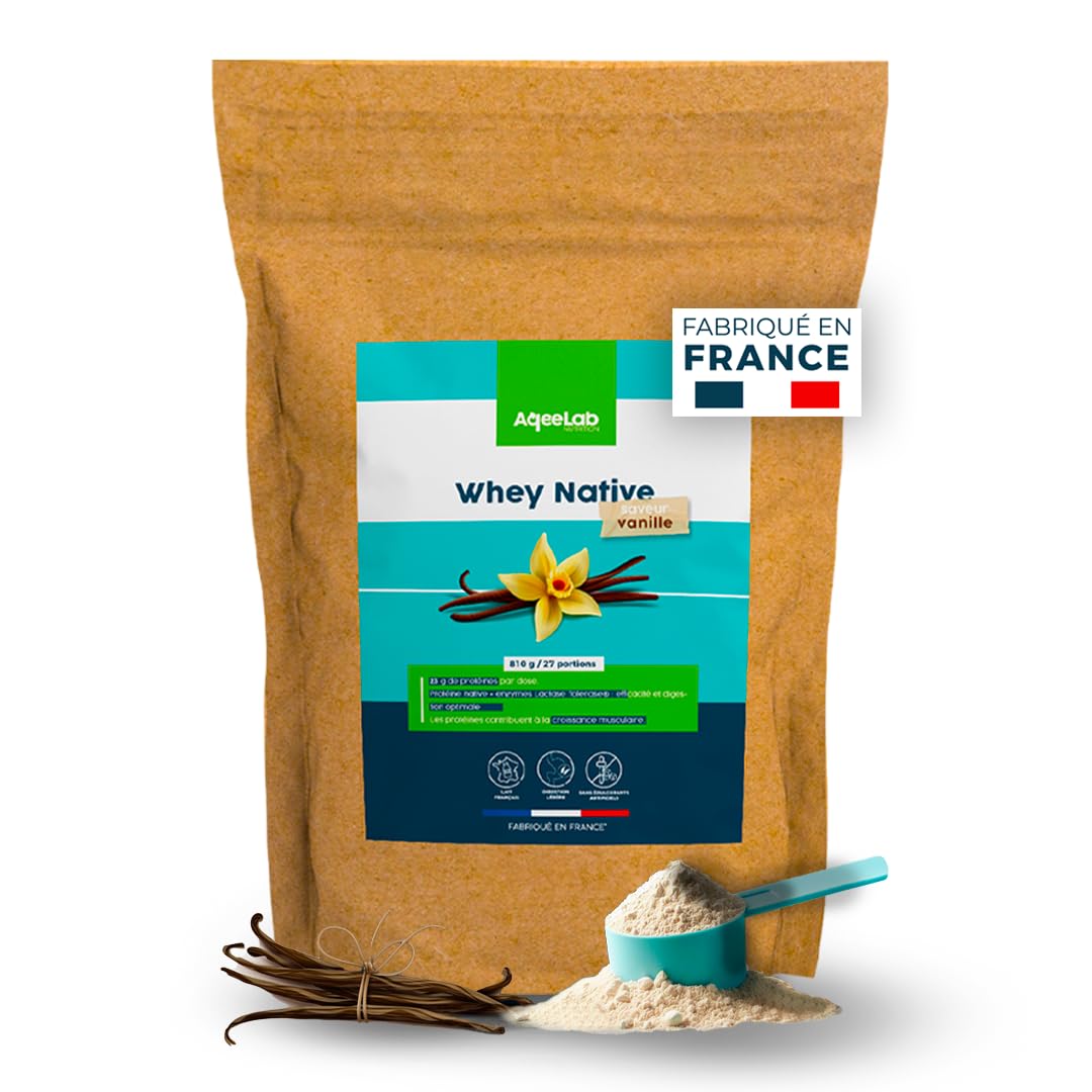 Whey Native concentrée - Vanille - 810 g - Efficacité maximale - Fabriquée en France - AqeeLab Nutrition : la marque Française & écoresponsable