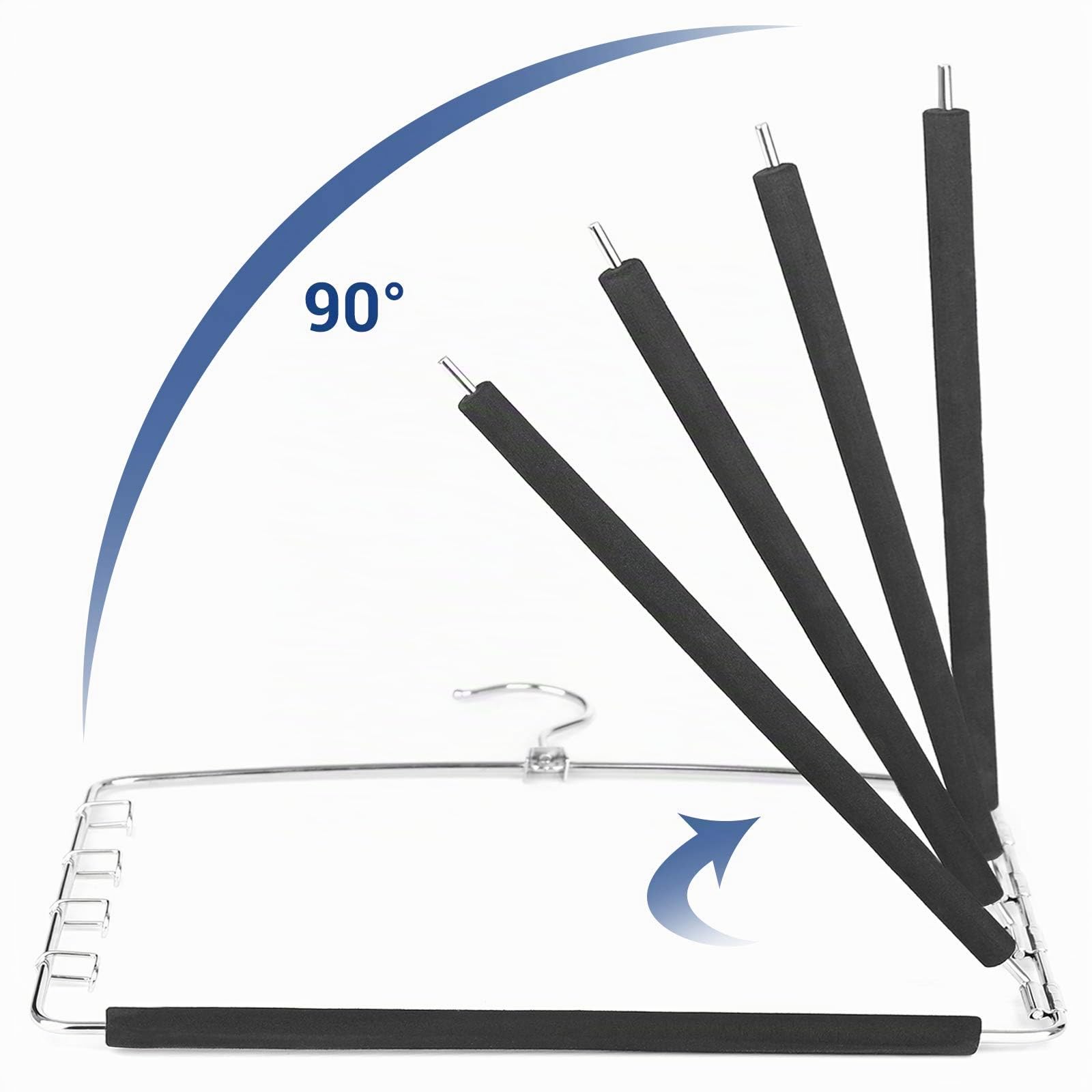 SONGMICS Perchas para Pantalones,Juego de 3, Metal,Multi-Barras,Ahorran Espacio,Estable con Acolchado Antideslizante, Barras de Columpio,para 5 Vaqueros Cada Una,Traje, Bufandas, Corbatas CRI041BK