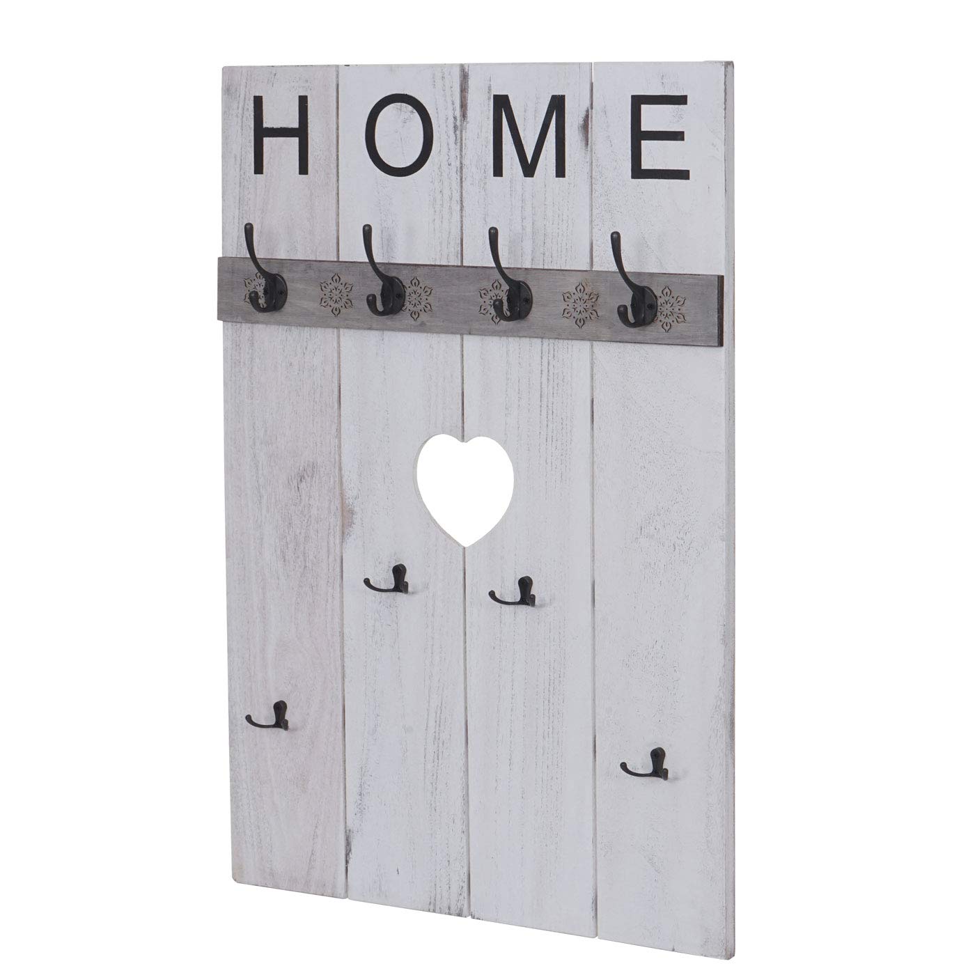 Mendler HWC-C89AM Home - Perchero de Pared Colgador Ropa, 8 Ganchos, 91 x 60 cm, Color Blanco