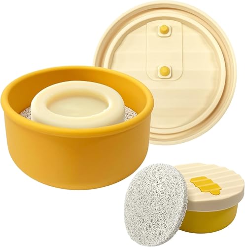 Recipiente de jabón de viaje, estuche de jabón de viaje mejorado a prueba de fugas, estuche de viaje redondo para jabón con tapa a prueba de fugas y