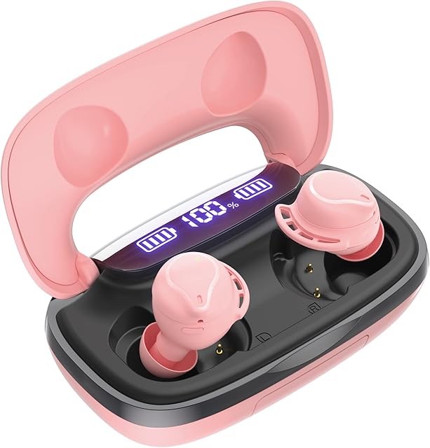 bafuuy Wireless Earbuds Bluetooth Headphones,180H Playtime Deep Bass Noise Cancelling IPX8 Waterproof Bluetooth Earphones,In-Ear Headphones with LED Display Touch Control for Sport/Work