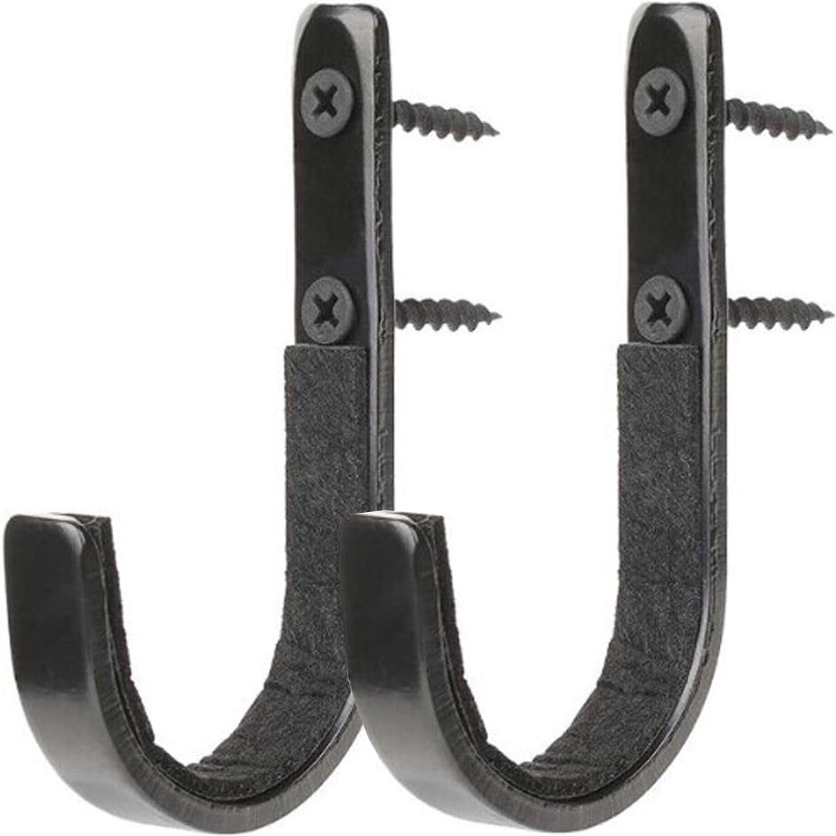 2 x Padded Rifle Wall Mounting Hooks Gun Rack Cabinet Hanging Mounts Guns Rifles Shotgun Display Holder Black Metal