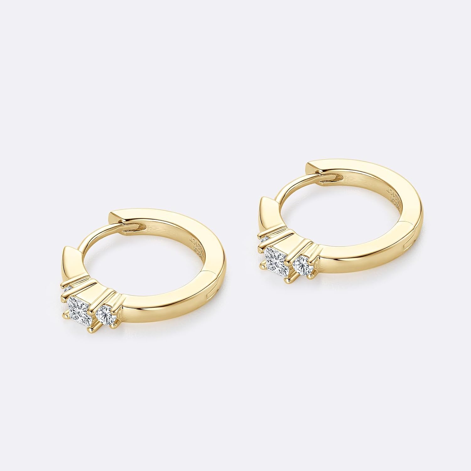 Princess Cut Moissanite Hoop Earrings, D Color VVS1 925 Sterling Silver 3 Stone Earrings for Women Mother's Day Wedding Birthday Jewerly Gifts - Image 7