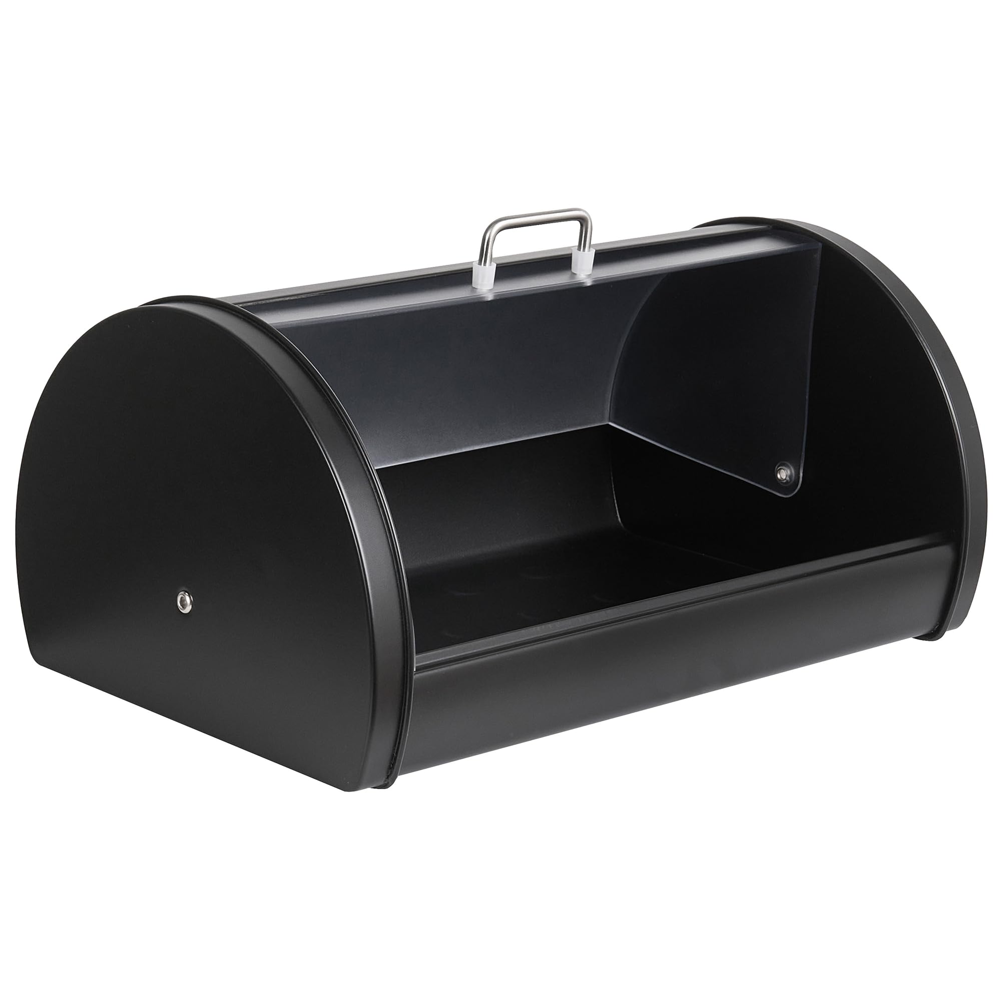 Beliani Panera de metal de acero inoxidable con tapa enrollable 38 x 26 x 19 cm negro Friandise