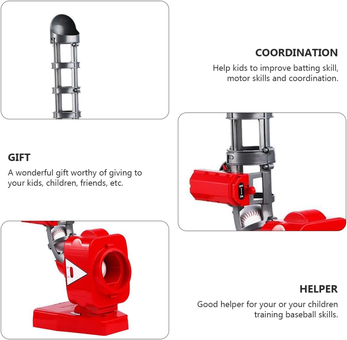 1set Automatic Baseball Pitching Machine Self-Motion Launcher for Boys and Girls Safe Ball Toy for Indoor Outdoor Baseball Practice Easy to Install