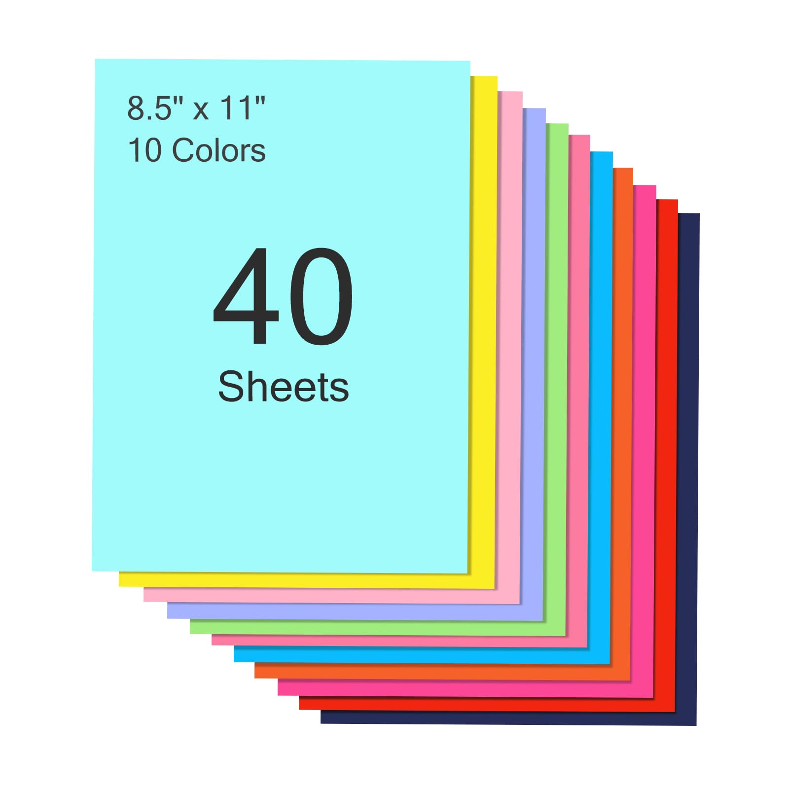 40 Sheets Colored Cardstock 10 Colors, 8.5x11 Color Cardstock Bulk, 200gsm Construction Paper for Printing, Card Making, DIY Cutting, Crafts,