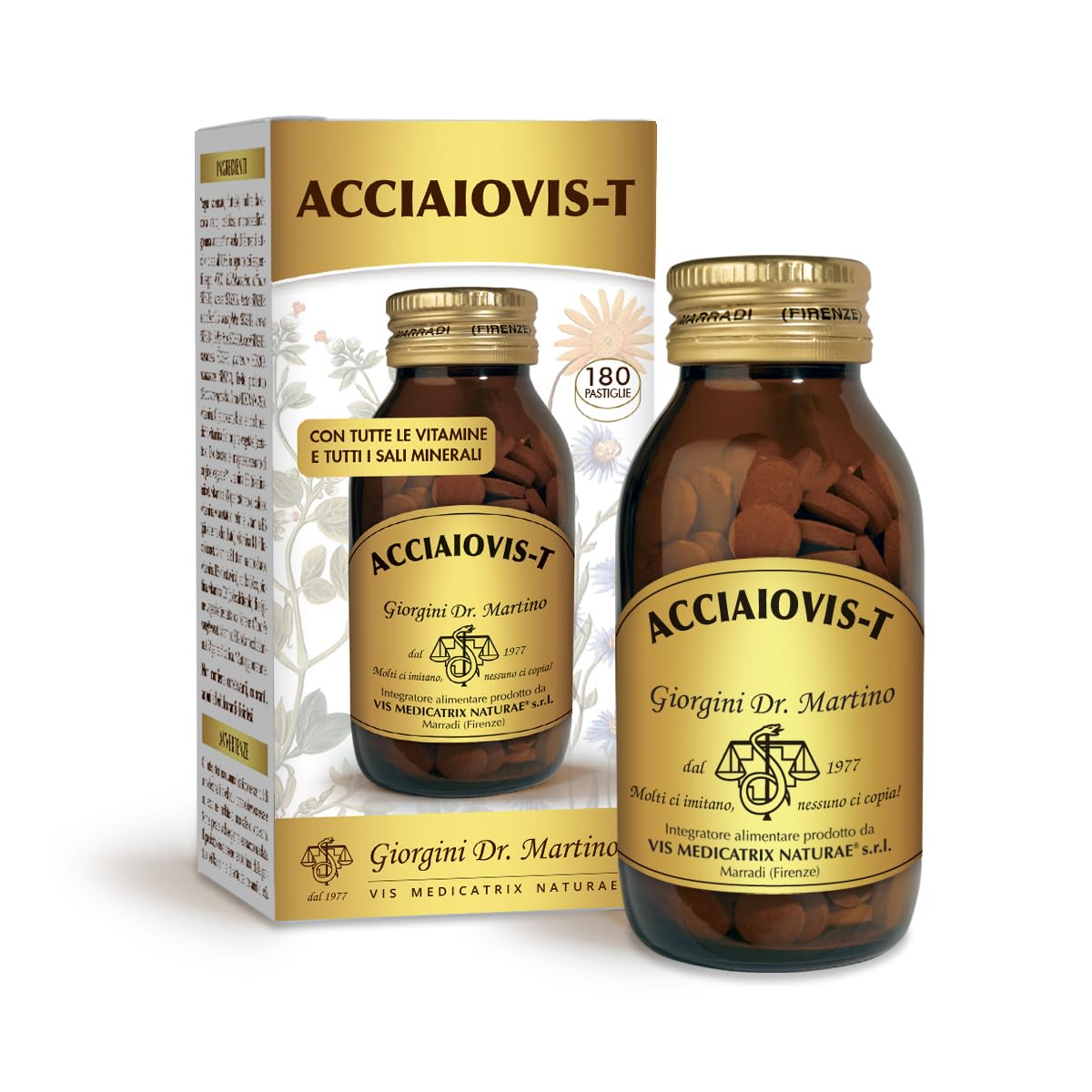 Dr Giorgini ACCIAIOVIS Pastiglie - 90 g (integratore di ferro, arricchito con vitamina C, tutte le vitamine del gruppo B, ferro pastiglie altamente digeribile)
