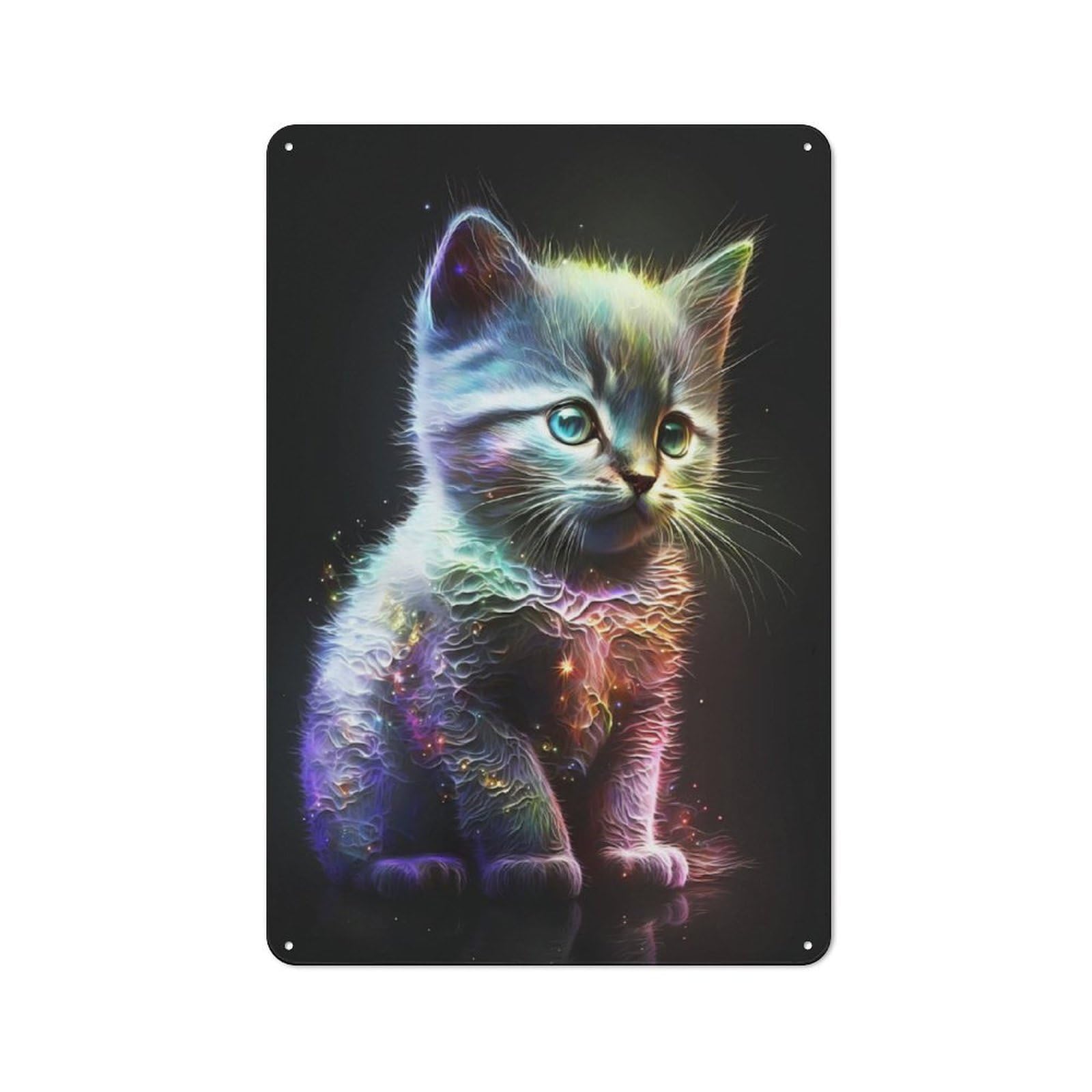 Junmoney Cute Stars Kitten Metal Plaque 30X20cm With For Workshop Wall, Retro Decor, For Garage, Workshop And Man Cave Decoration