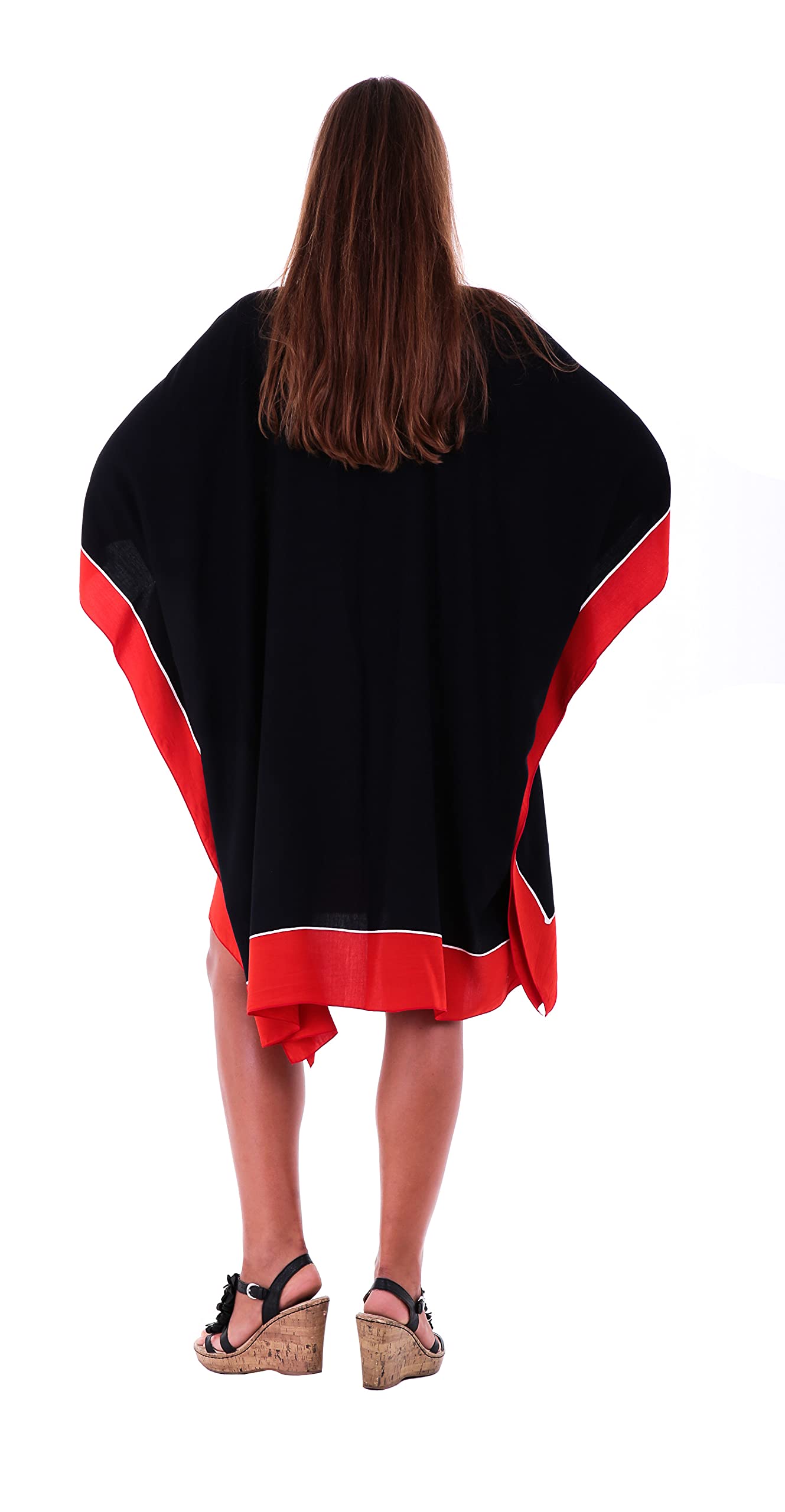 SHU-SHI - Caftán Corto para Mujer - Corte Estilo Poncho - Ideal para la Playa - Tallas Grandes