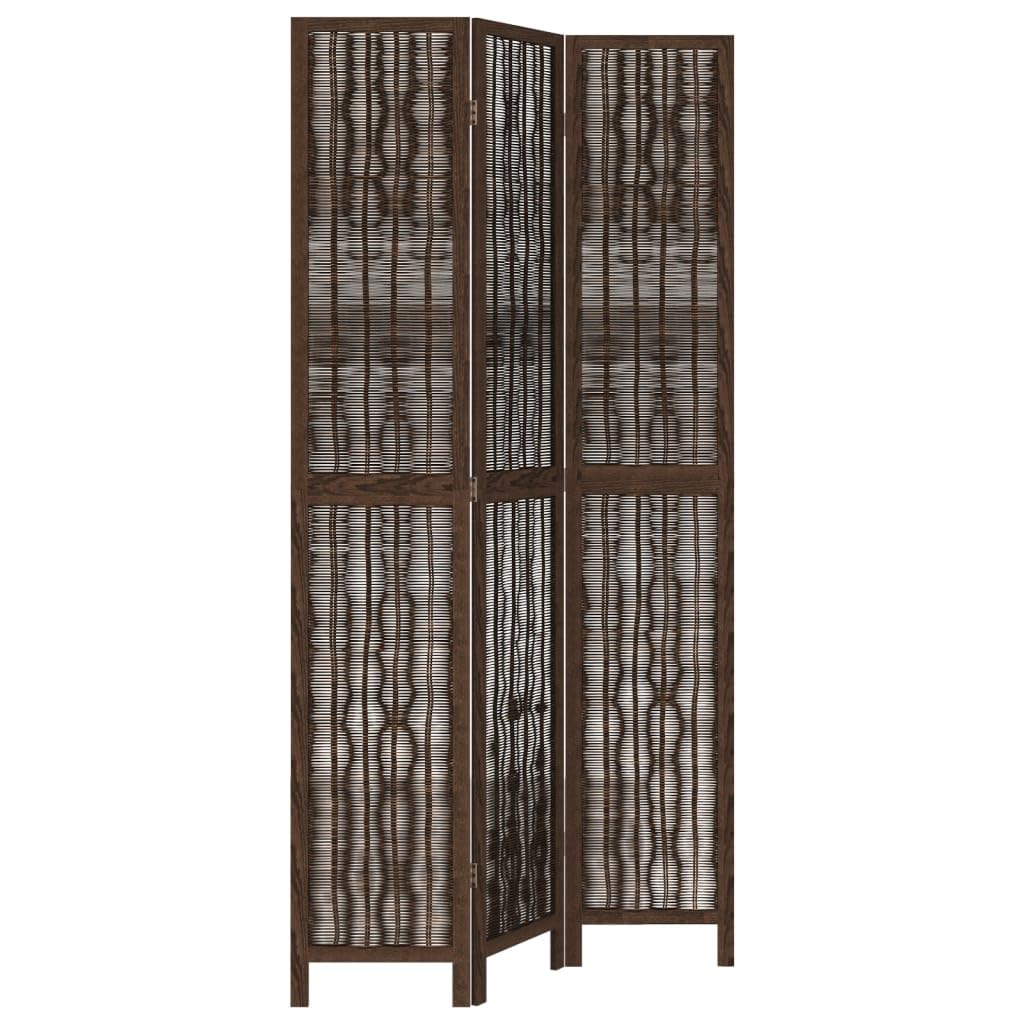 Paravent 3 volets marron en bois de paulownia et saule 110x220 cm