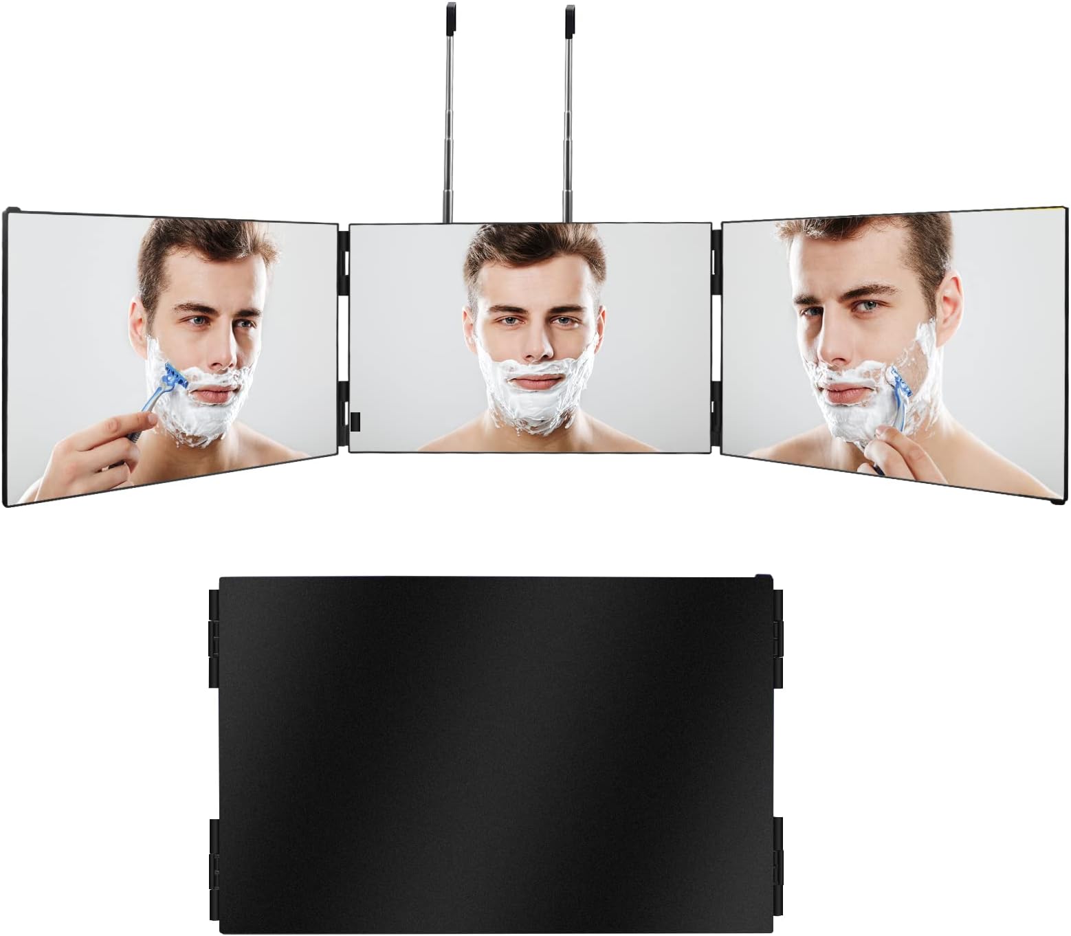 The 360 Mirror Adjustable Telescoping Hooks Self Haircut Mirror for