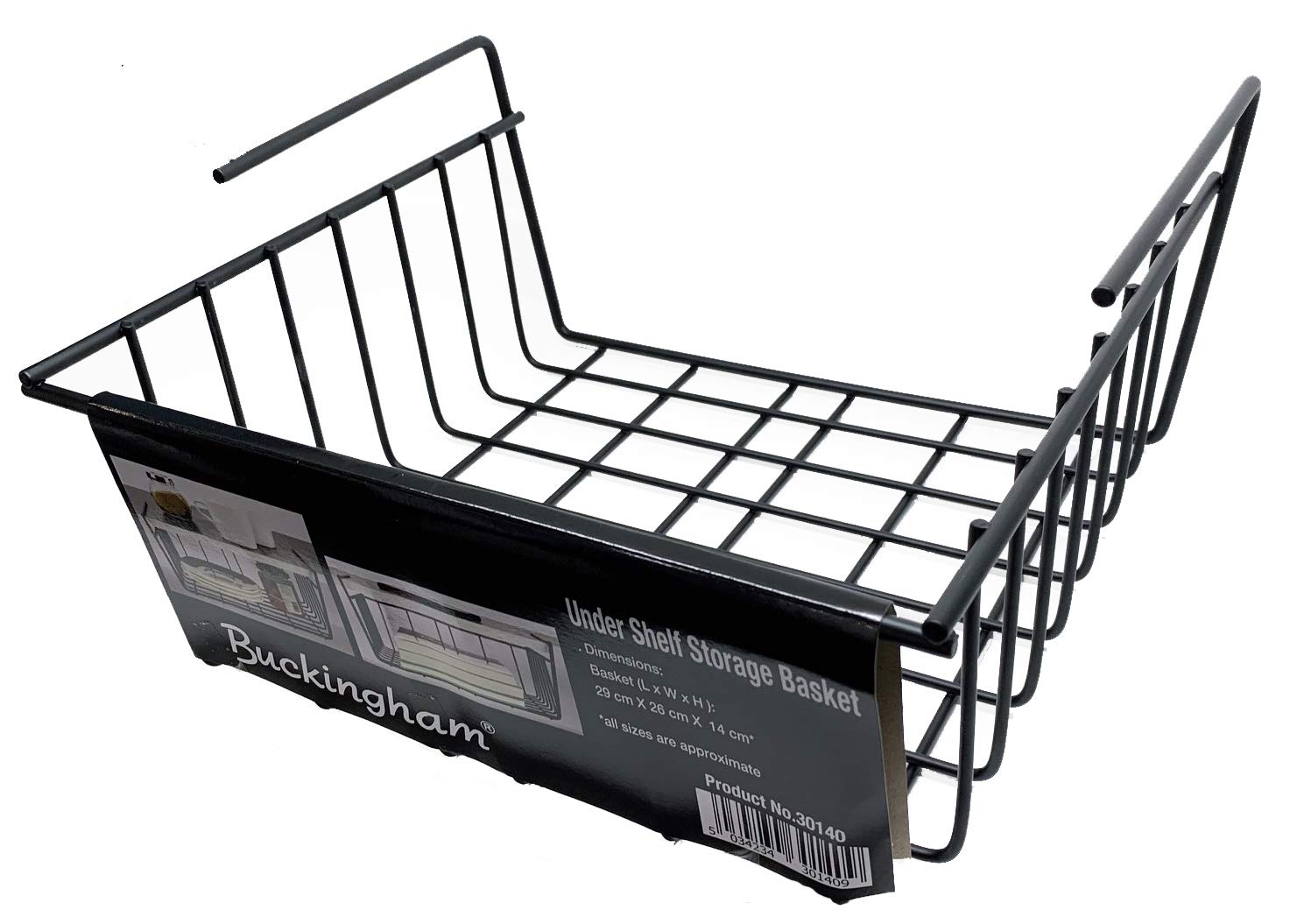 Buckingham Under Shelf Storage Basket - Black - 29cm