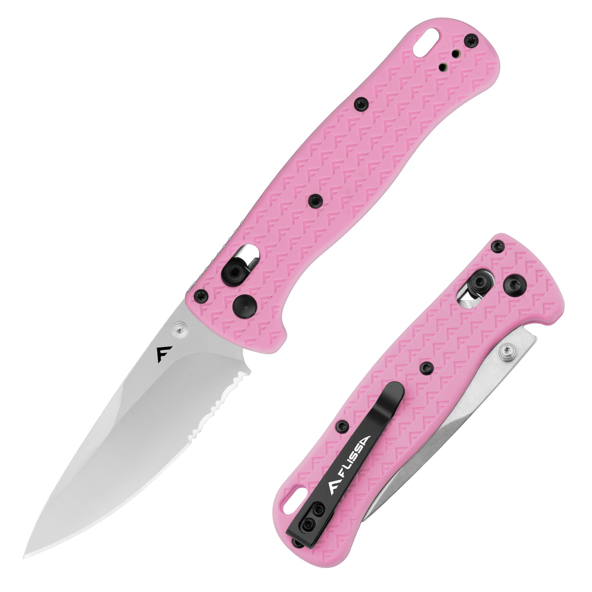 FLISSA Taschenmesser Klappmesser, AUS-8 Edelstahl, Scharfes Outdoor Messer mit Taschenclip, Klappbares Taschenmesser EDC Messer für Outdoor Jagd Camping, Rosa