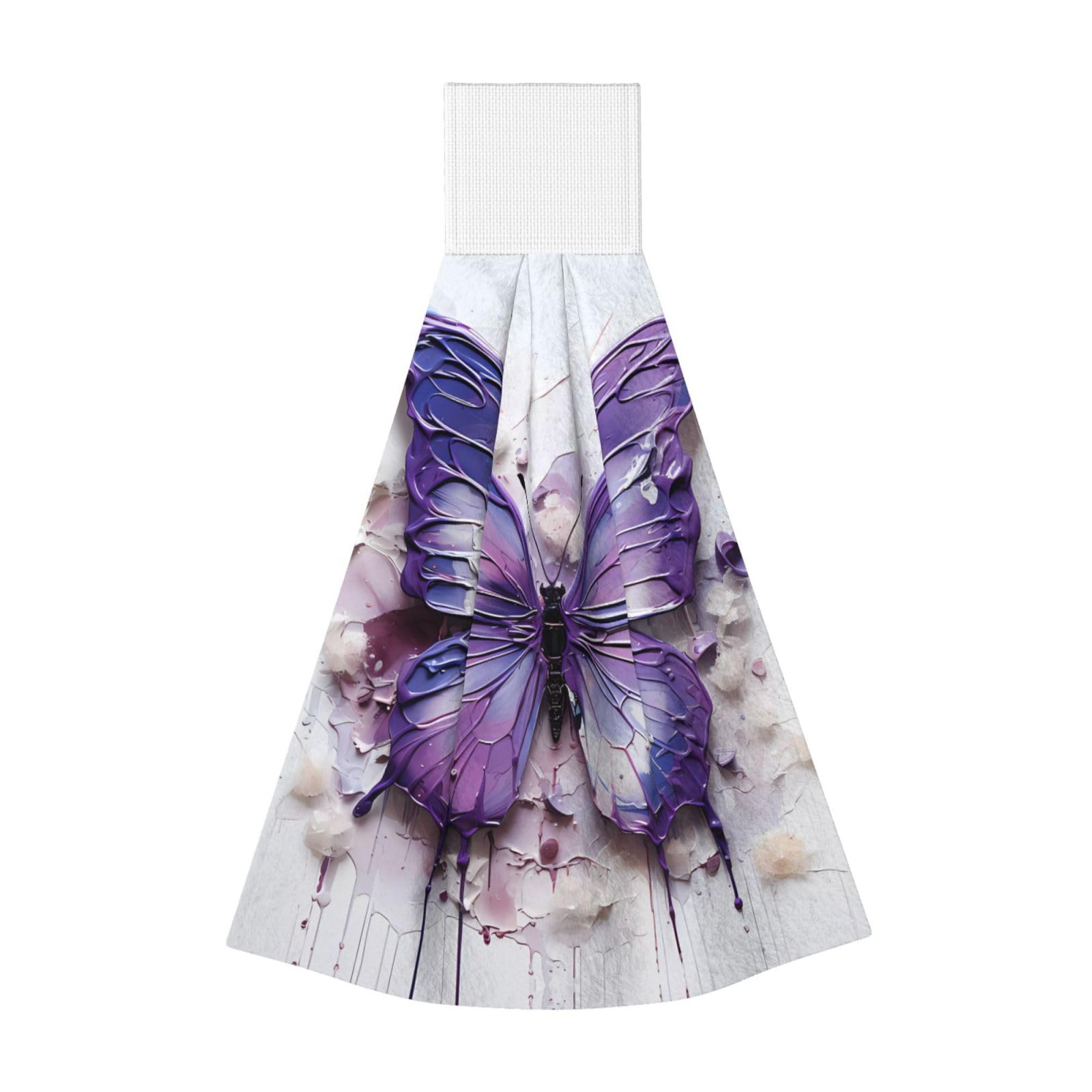 ZQYTGFDC Purple Oil Painting Butterfly Highly Absorbent Dish Towels Soft Coral Fleece Wipe