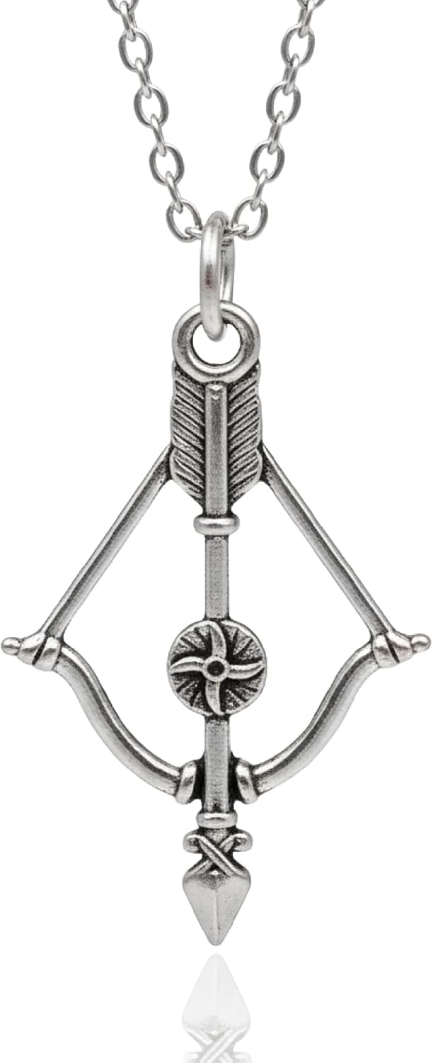 EnCharmed Stainless Steel Crossbow Archery Necklace, Handmade Bow and Arrow Charm Jewelry