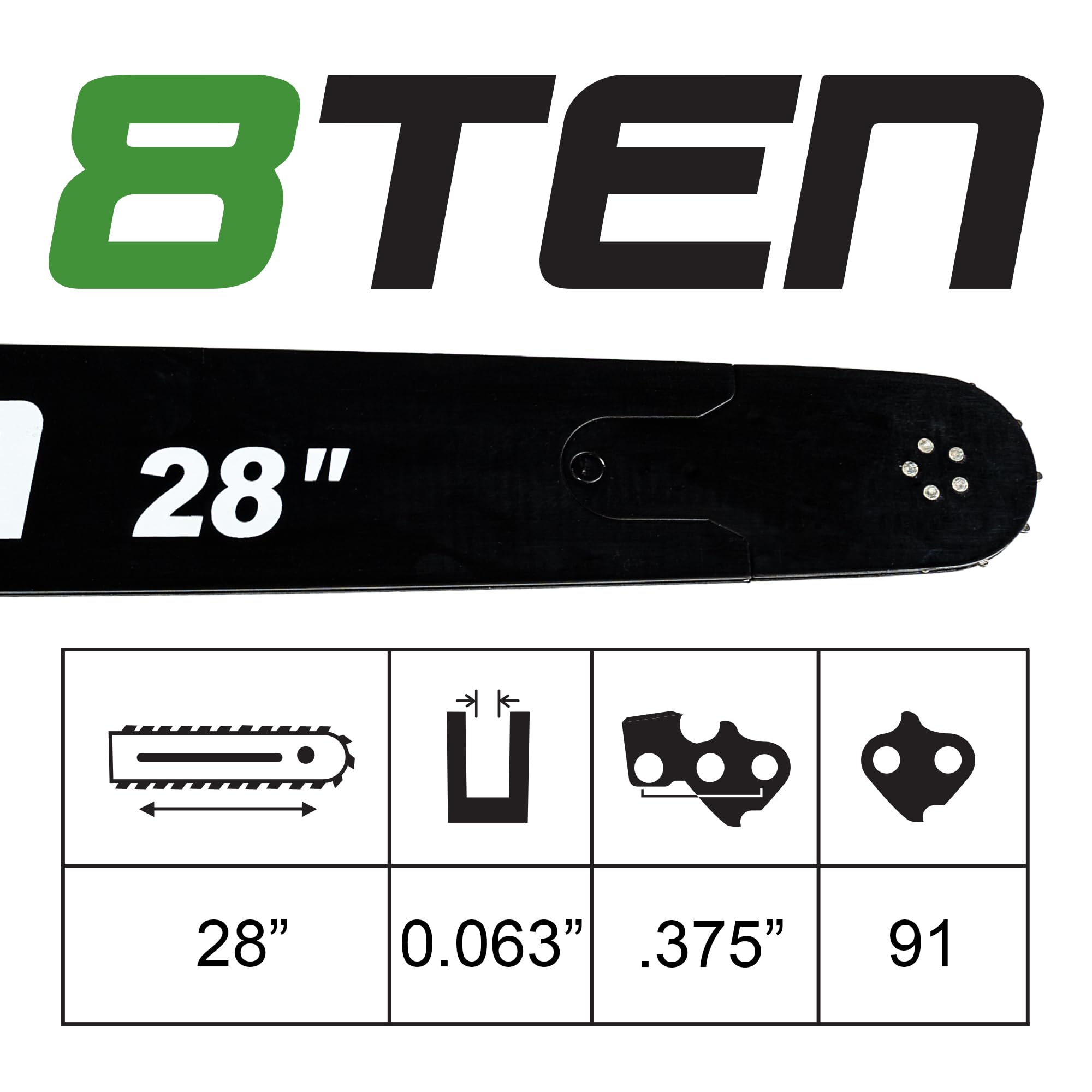 ティーズ ページ28 Amazon.com: 8TEN 28 Inch Chainsaw Guide Bar .063 3/8 91DL Chain