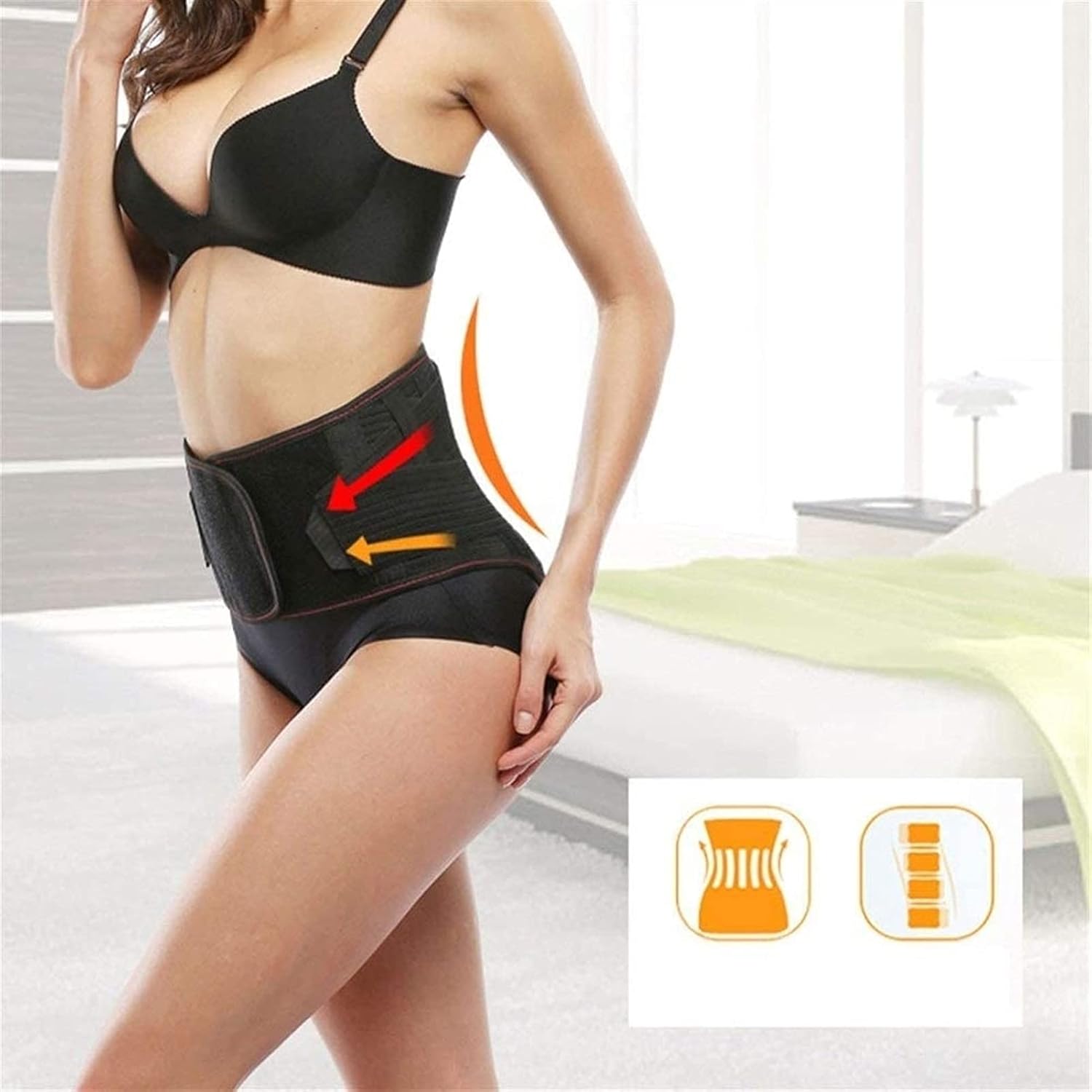 Adjustable Support Straps - Lower Back Brace,Fat Burning Sauna Waist Trainer,Protection Heat Belt for Men and Women Back Support (Color : Black, Size : X-Large)