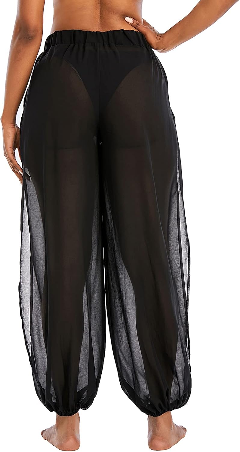 American Trends Womens Swimsuits Cover Up Pants for Women Ruffle High Waist Swimwear Pants Sheer Beach Bikini Bottoms - Image 6