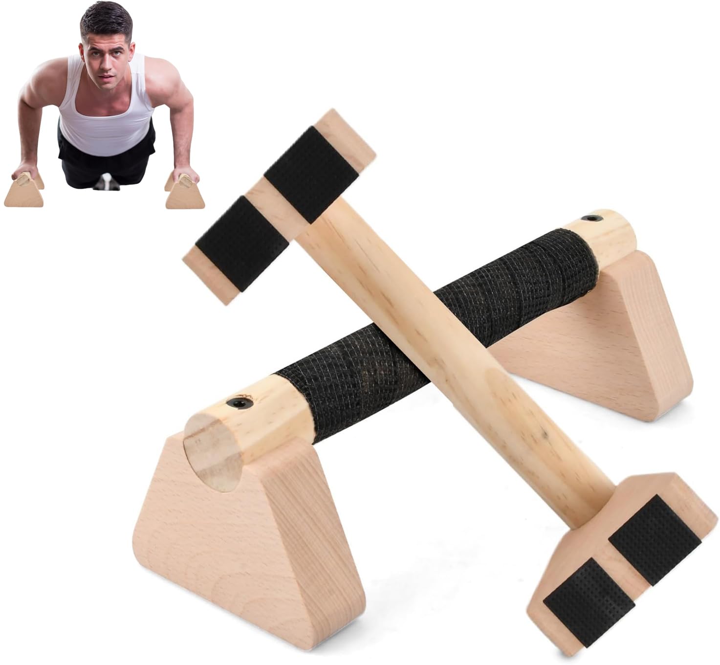 2 Pcs Parallele Basse 25cm, Push Up Board, con Maniglie Antiscivolo, Maniglia Più Spessa, Carico Fino 300kg, Calisthenics Attrezzature, Parallele Ginnastica Artistica per Casa Yoga