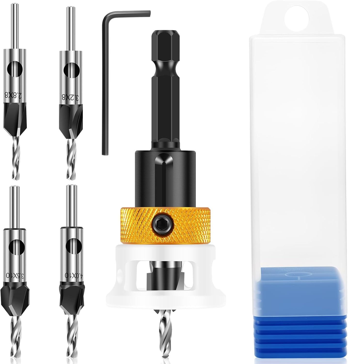 6Pcs Alloy Countersink Drill Bit Set With Depth Stop Spiral Edge Countersink Wood Drill Bit Versatile Wear Resistant Counterbore Hole Saw Drill Bit for Wood Processing(6 pieces)