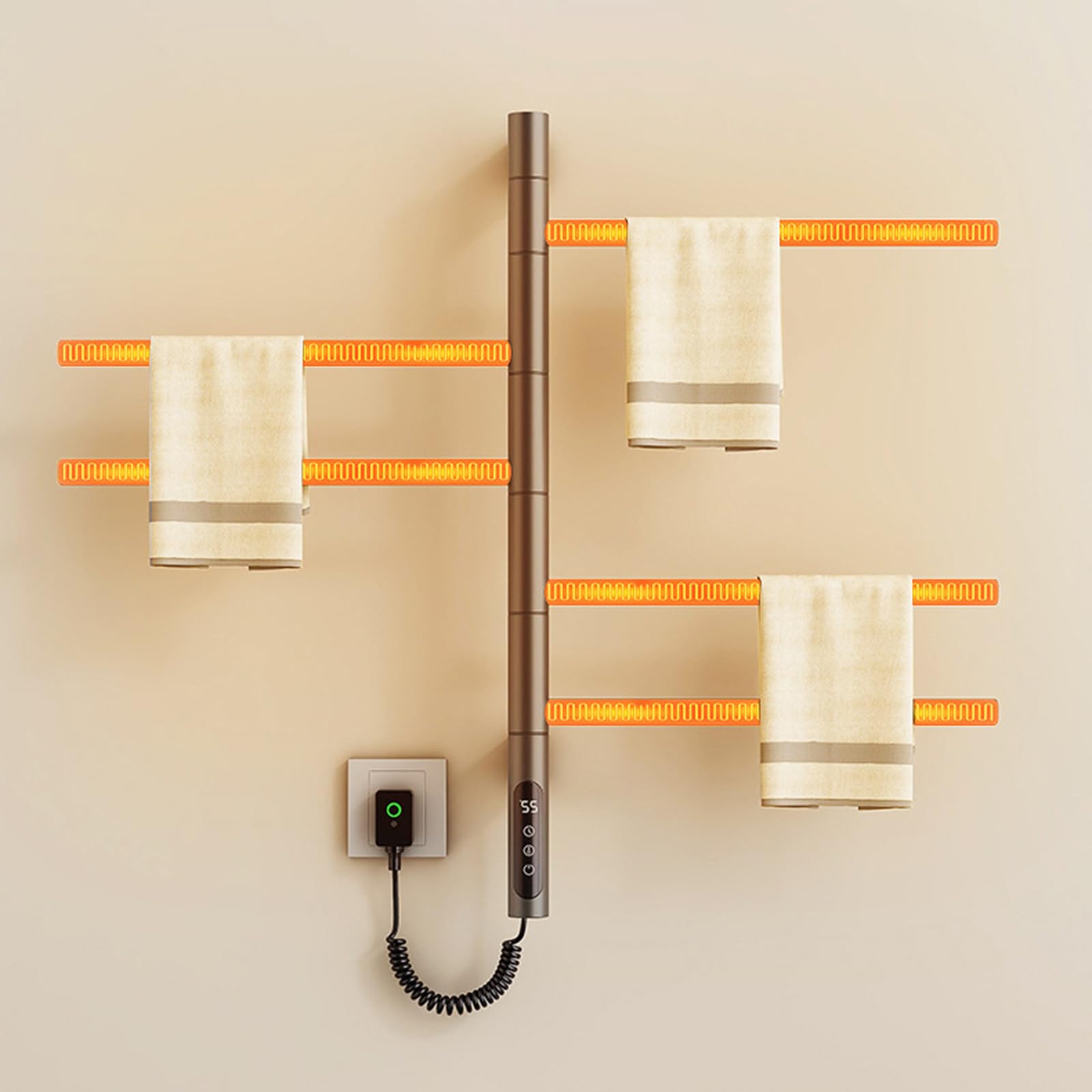 Sèche-serviette intelligent avec contrôle via application et rotation à 180°
