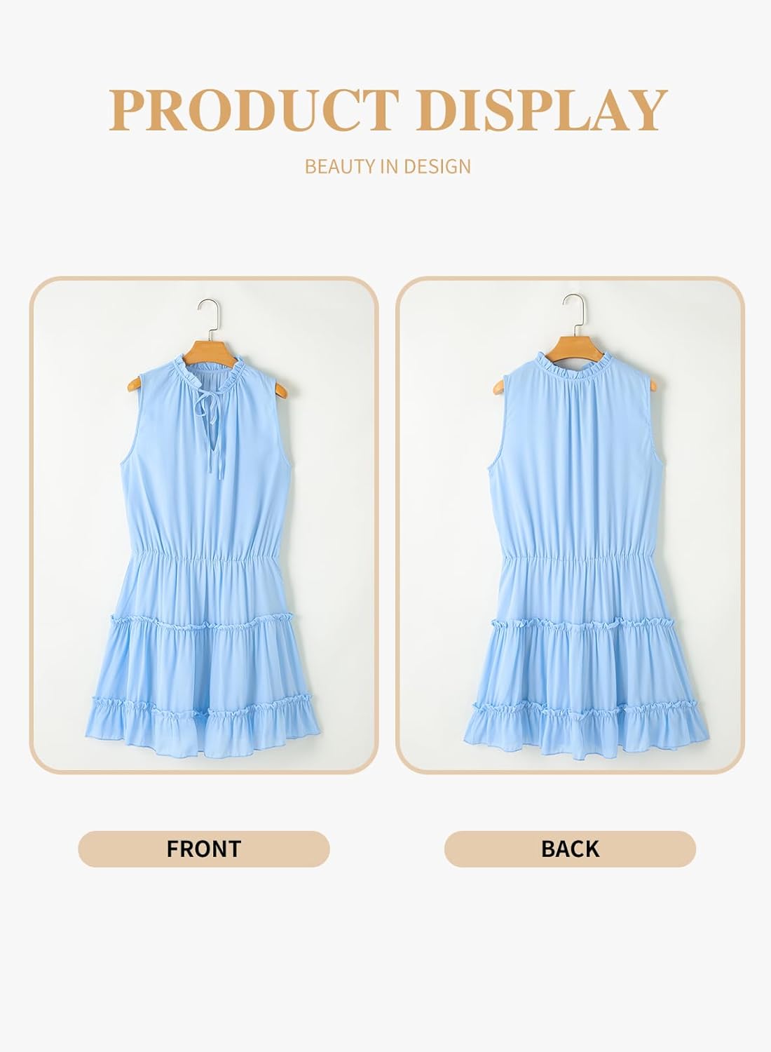 Eytino Womens Plus Size Sleeveless V Neck Drawstring Ruffle Tiered Chiffon Mini Short Dresses,(1X-5X) - Image 4