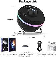 Vista 8 de Proyector de Galaxia para Dormitorio, Planetarium Casero 13 en 1 Estrellas Constelaciones con Meteorito, Luna, Vía Láctea, Proyector de Cielo