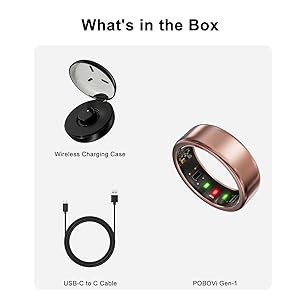 POBOVi Smart Ring for Women Men- Sleep/Fitness/Stress/Heart Rate Tracker- Menstrual Records - 7 Days Battery Life - Wireless Charging - No APP Subscription - iOS & Android Compatible(Rosegold, 12)