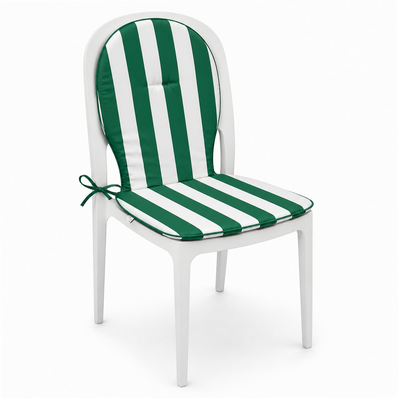PARAMAISON Cuscino Sagomato con Schienale, Set 2 Pezzi, Antiscivolo con Laccetti, Imbottiti e Lavabili, per Cucina e Giardino Interno Esterno| 38x38x42 cm Riga Verde