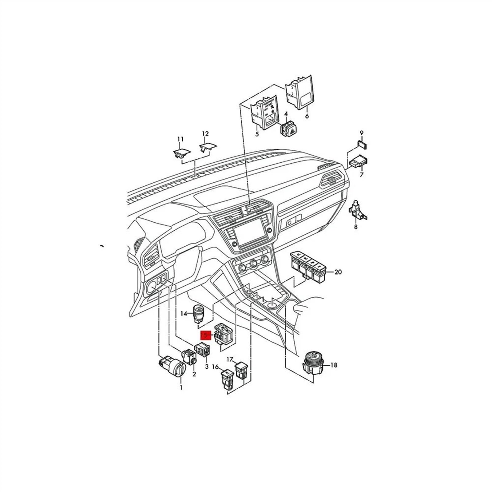 Pulsante Freno A Mano Elettronico Per Seat Tarraco 2019-2023 - Ricambio 5NG927225C