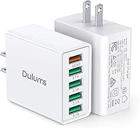 Dulums 50W 5-Port USB Wall Charger Block, 2-Pack QC 3.0 Fast Multiport Charger for iPhone 17/16/15/14, Galaxy S24, iPad, Android