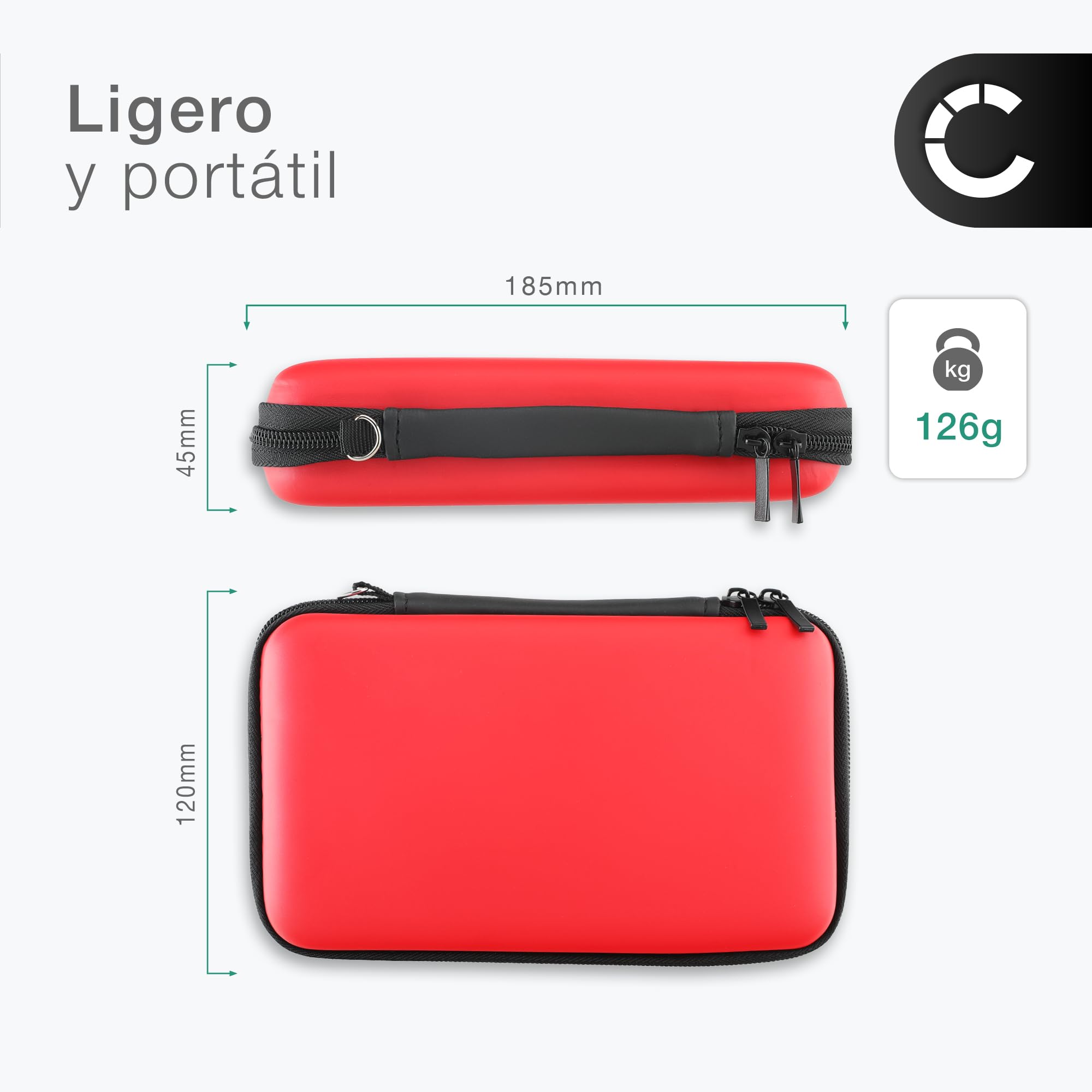 subtel Funda Protectora y Compartimento para Tarjetas de Juego Compatible Nintendo 3DS, 3DS XL, DS, DS Lite, DSi, DSi XL, New 2DS XL, New 3DS, New 3DS XL, Analogue Pocket – Estuche Resistente en Rojo