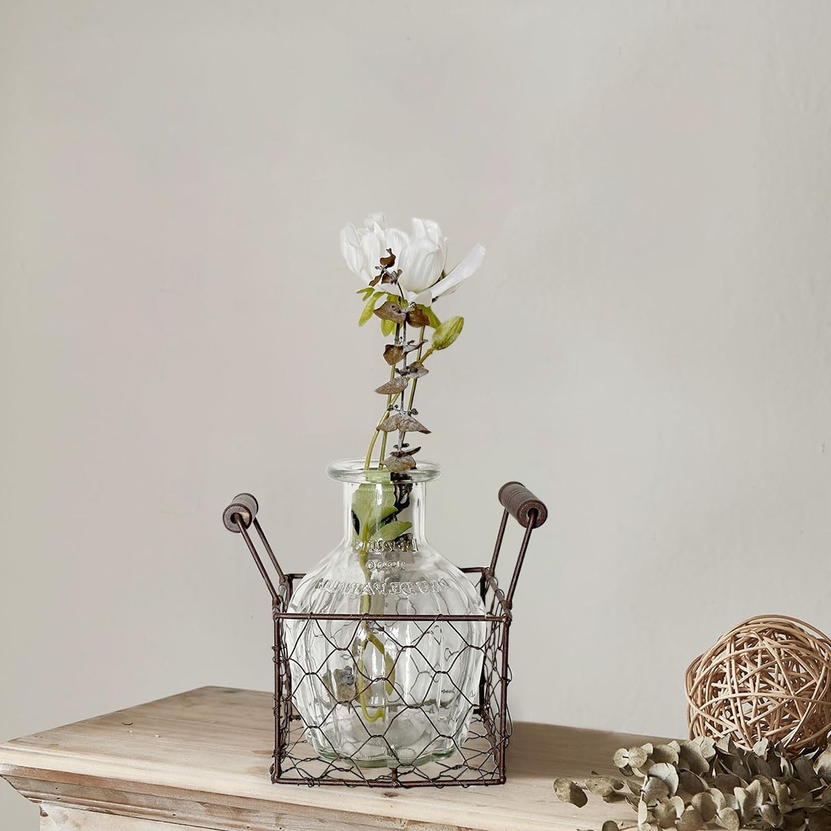Flower Vase with Metal Frog Lid Stand for Rustic Farmhouse Home Decor Or Wedding Decor(5.75" Tall) - Image 7