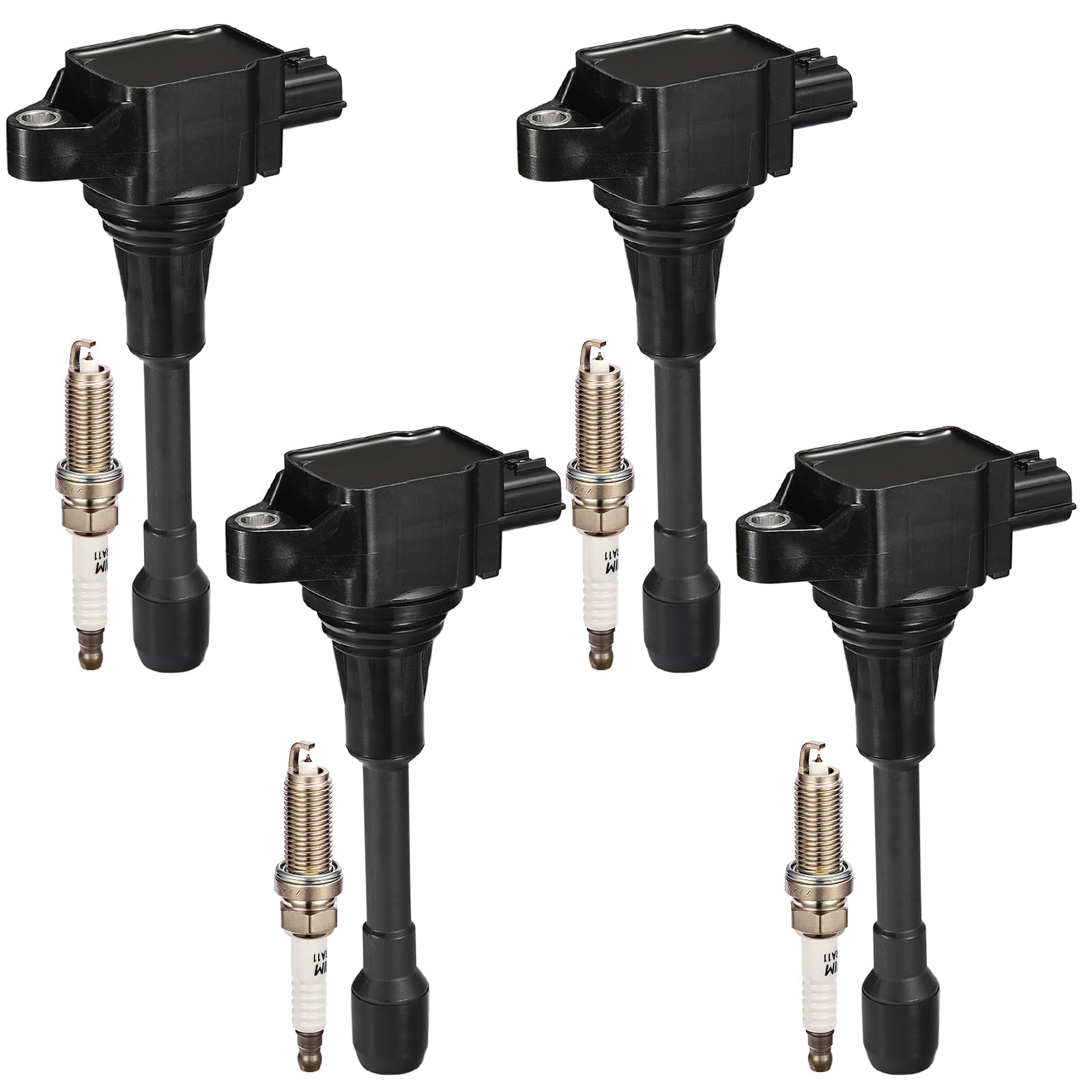 4 Ignition Coils+ 4 Spark Plugs UF549/C1696 for Nissan/Infiniti