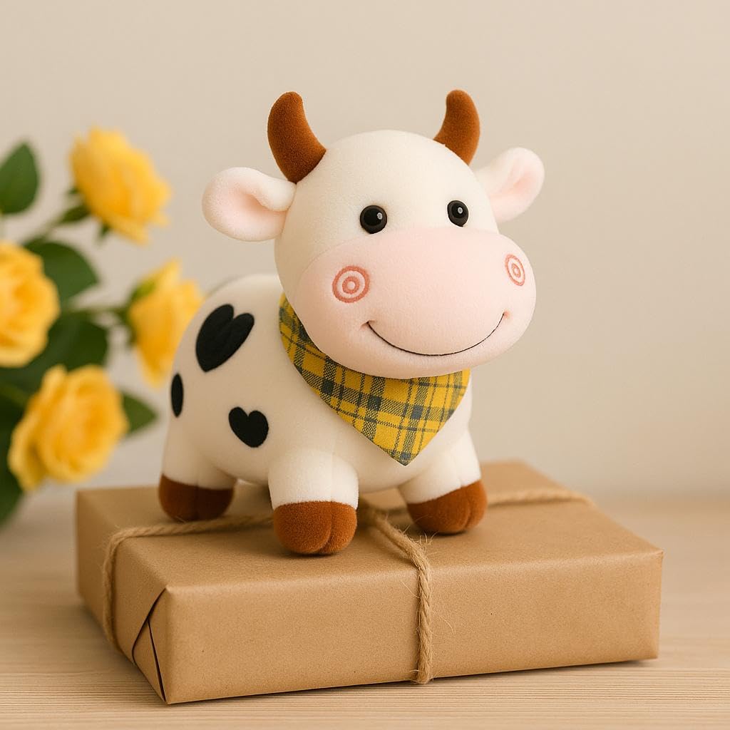 SCOOBA Super Soft 30cm Small White Color Cow Soft Toy – Polyfill Washable Cuddly Soft Plush Toy – Helps to Learn Role Play