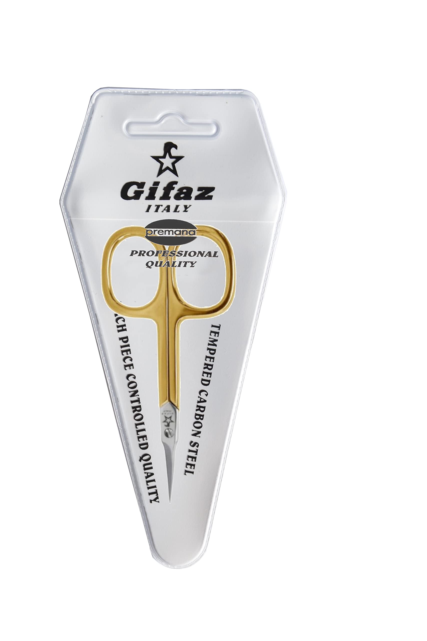 Gifaz Forbici per Pelle in Acciaio al Carbonio Nichelato Gambo Dorato Made in Italy 9 cm Lame Curve per Manicure e Pedicure