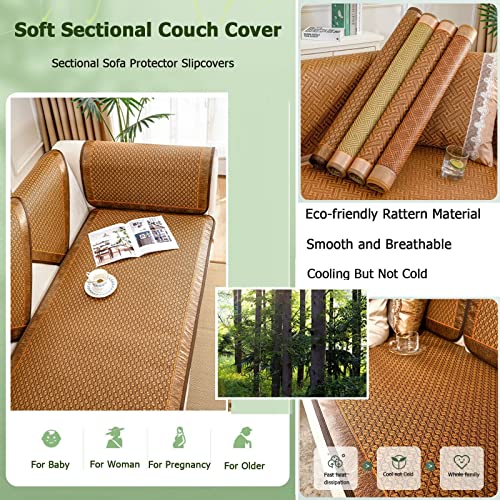 Cooling Summer Rattan Sofa Slipcovers, Cool Bamboo Couch Sofa Cover Cushion For 2/3/4 Seat, Breathable Sectional Sofa Cover Air Conditioning Mat , Universal Furniture Protector Covers For Home Pet ( S #TOP2