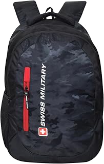 Swiss Military Slingarrow 16L Laptop Backpack for Men & Women Fits 15.6 Laptop Padded Back, Trolley Strap, Water-Resistant Jacquard Fabric, Bottle Holder, Travel/Office/College Bag (Small)