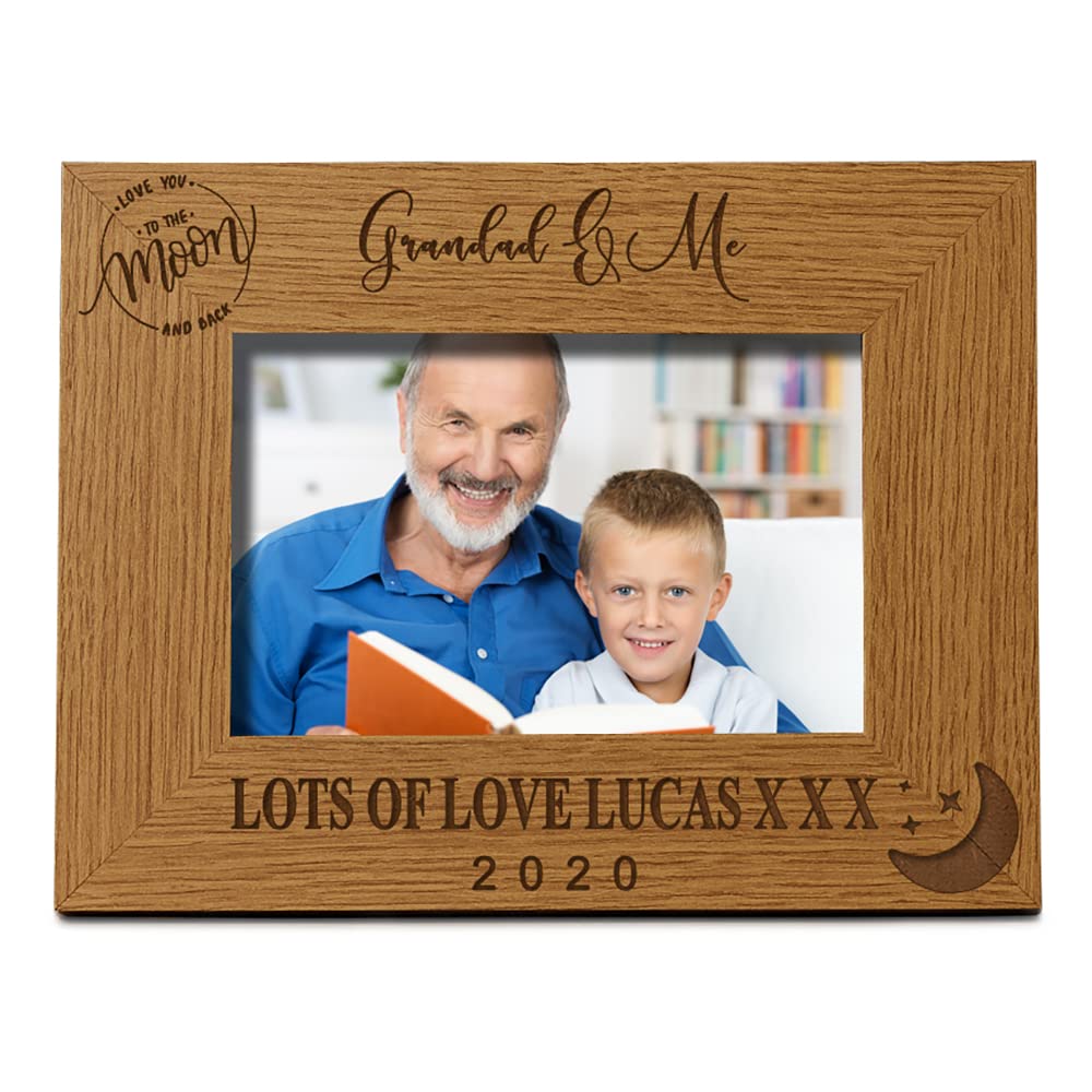 Ukgiftstoreonline Personalised Grandad And Me Oak Wood Finish Photo Frame Gift (8 X 10 Inch)