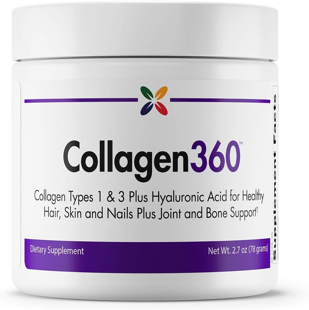 Collagen360 with Hyaluronic Acid - Collagen Peptides Powder to Support Healthy Hair, Nails & Skin - Helps Reduce Appearance of Fine Lines and Wrinkles - Powder 2.7 Ounces