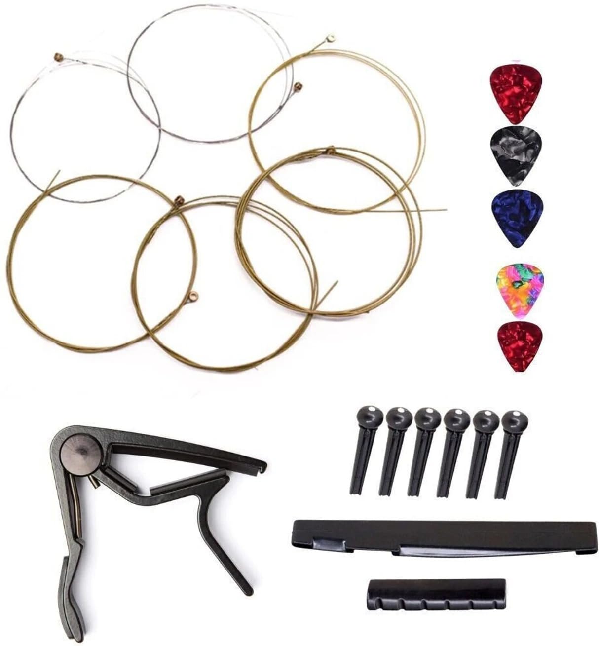 Mocking Bird Acoustic Guitar String Set with Saddle & Capo | Stainless Steel 6 Strings Replacement Kit for Acoustic Guitar-picture-20