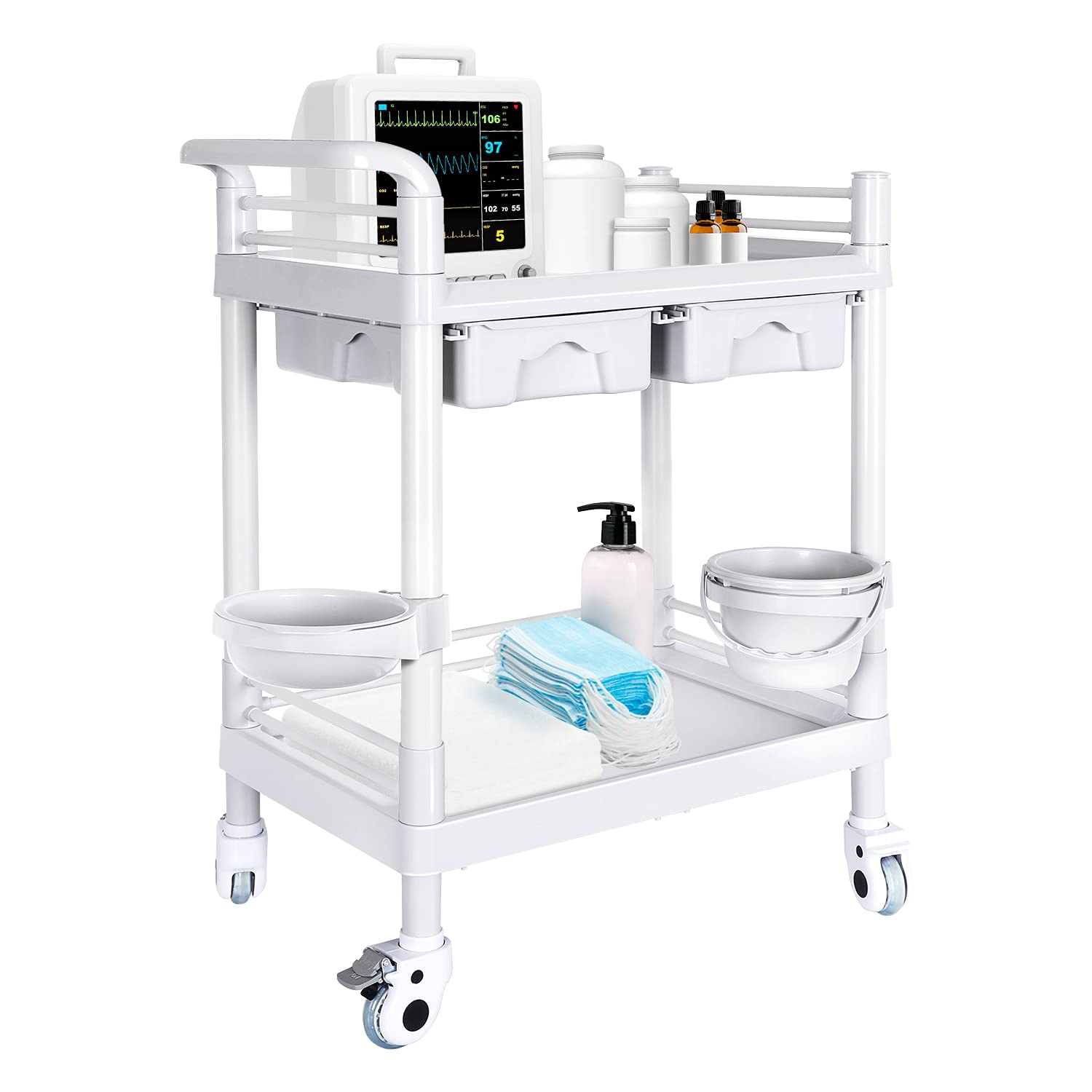 Buy Medical Trolley 2 Tier 330 Lbs Spacious Beauty Salon Rolling